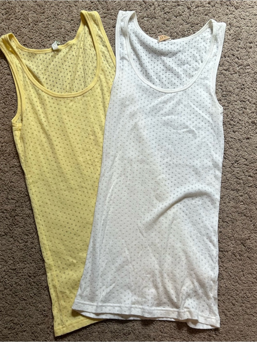 Old Navy White & Yellow Sleeveless Tank Tops Polka Dots Women Medium
